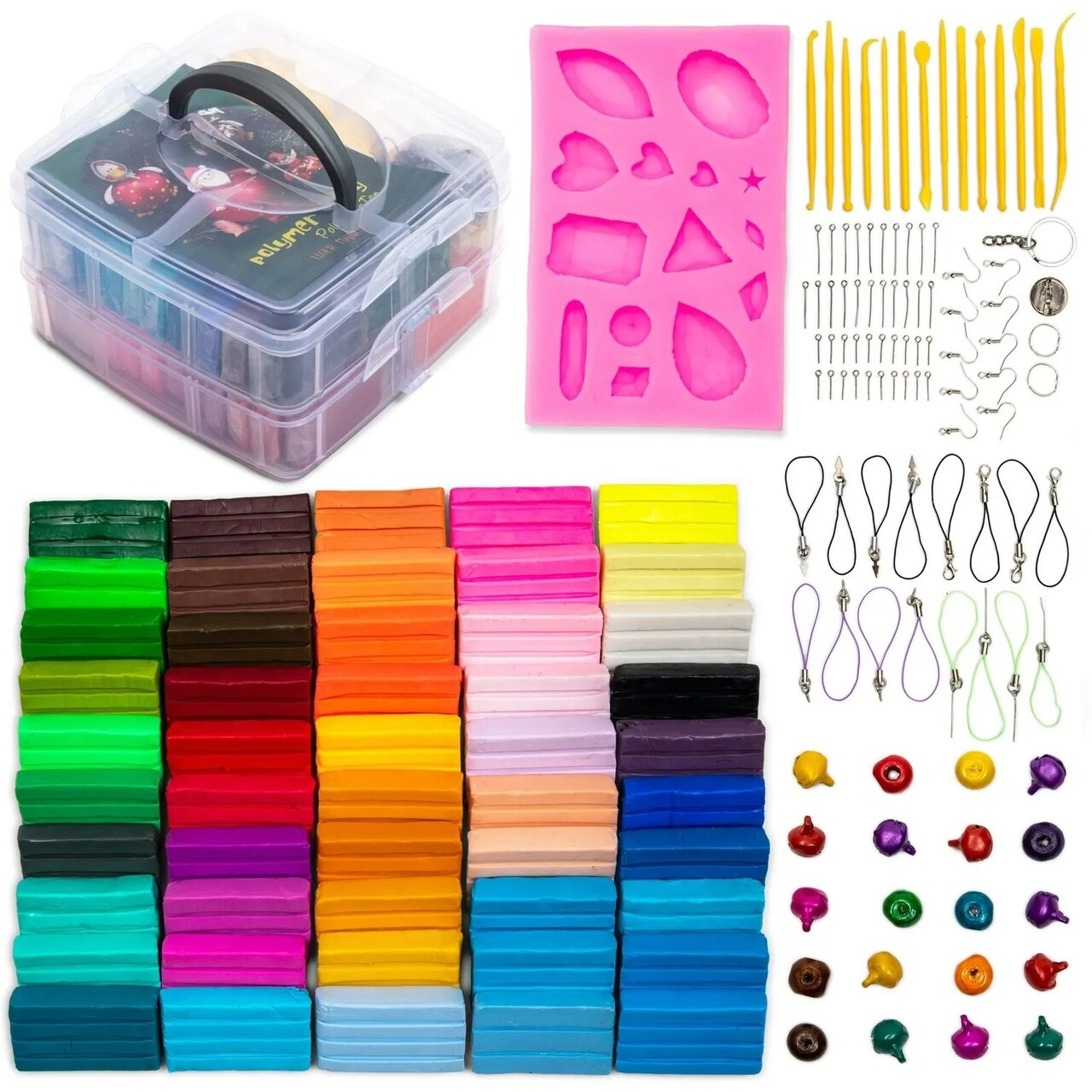 79 Piece Polymer Clay Starter Kit, Oven Bake Modeling Clay with Sculpting Tools